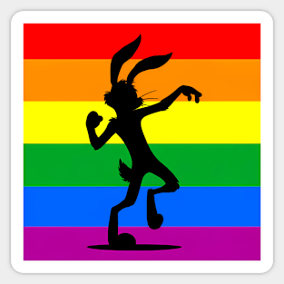 LGBTQ Pride Anthro Furry Rabbit Silhouette Sticker